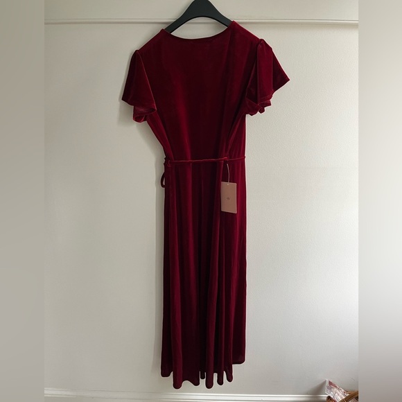 BHLDN Thrive Velvet MIDI Wrap Dress Blue Size Large NWT - Picture 10 of 16